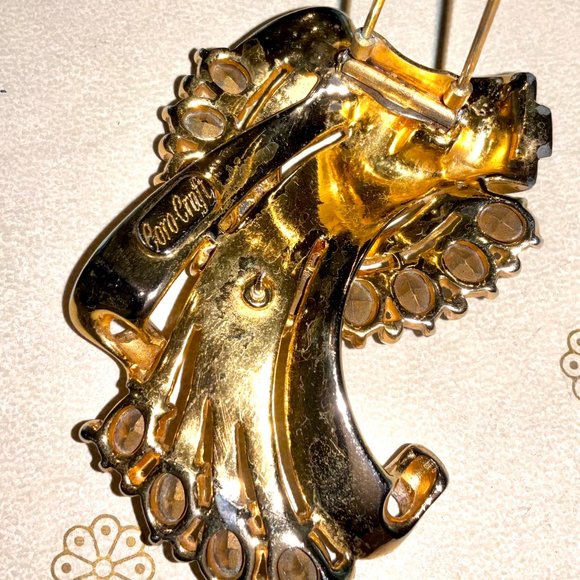 Coro Craft Sterling Retro Rhinestone Fur Clip - Picture 10 of 11